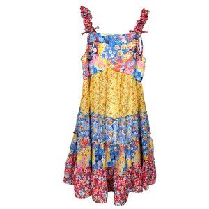 Jona Michelle Dress Girls 10 Multicolor Floral Tiered Ruffle Summer Lined Girly